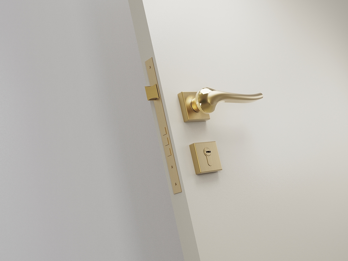 Door handle，Door lock，Split lock，lock，Mechanical lock，product design，