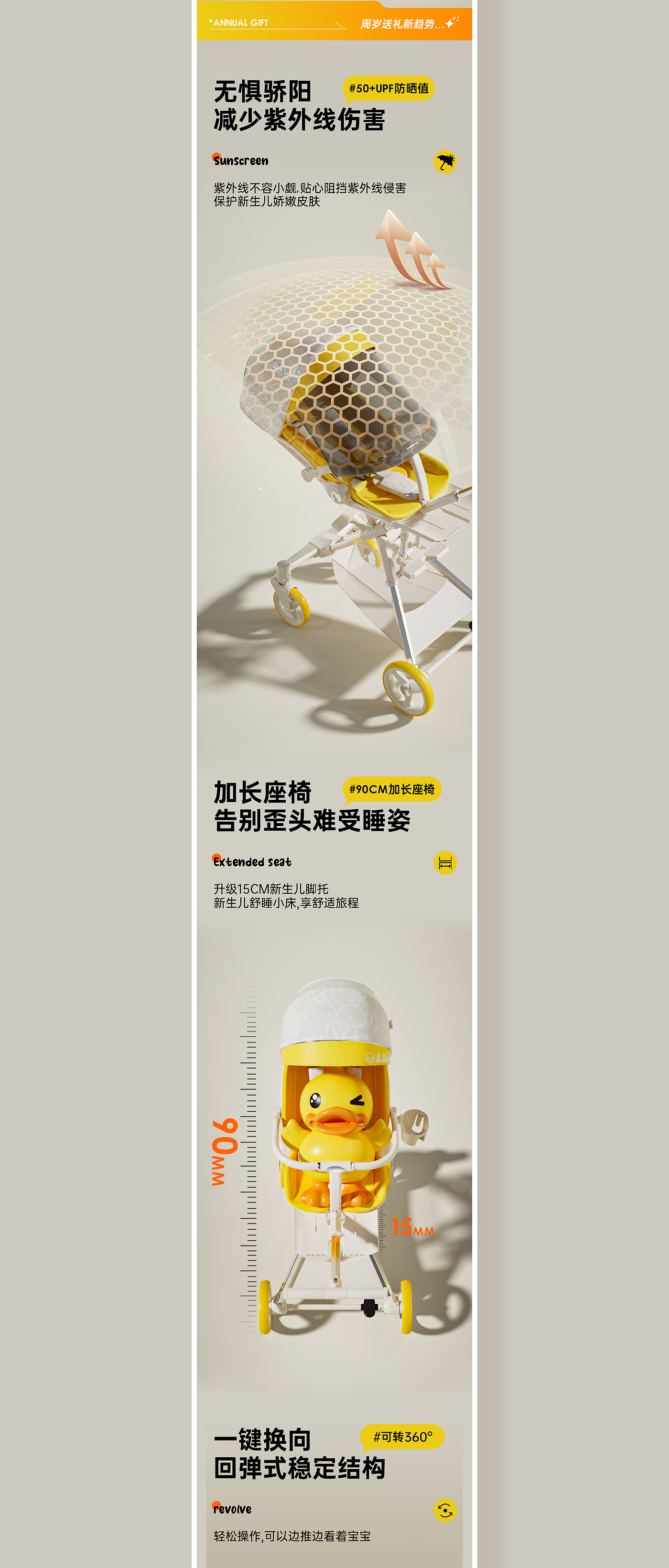 C4D rendering，Detail Page Collection，Mother and baby，Children carts，Stroller，