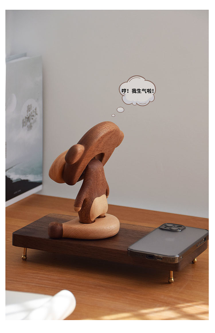 Original design，Cute and cute，Mobile phone holder，Little monkey，Solid Wood Crafts，