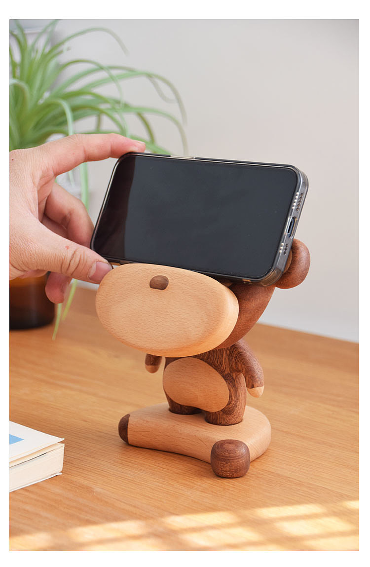 Original design，Cute and cute，Mobile phone holder，Little monkey，Solid Wood Crafts，