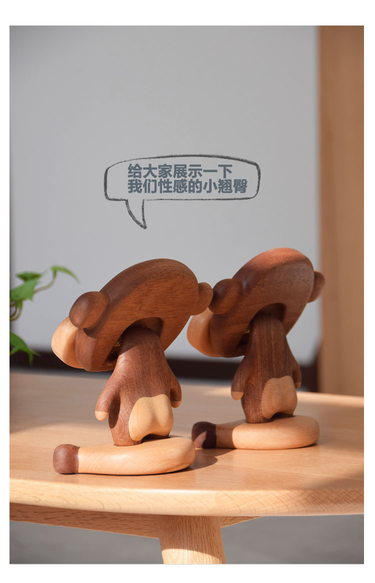 Original design，Cute and cute，Mobile phone holder，Little monkey，Solid Wood Crafts，