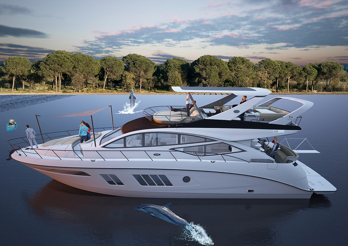 Sea Ray 650 L，white，yacht，vehicle，