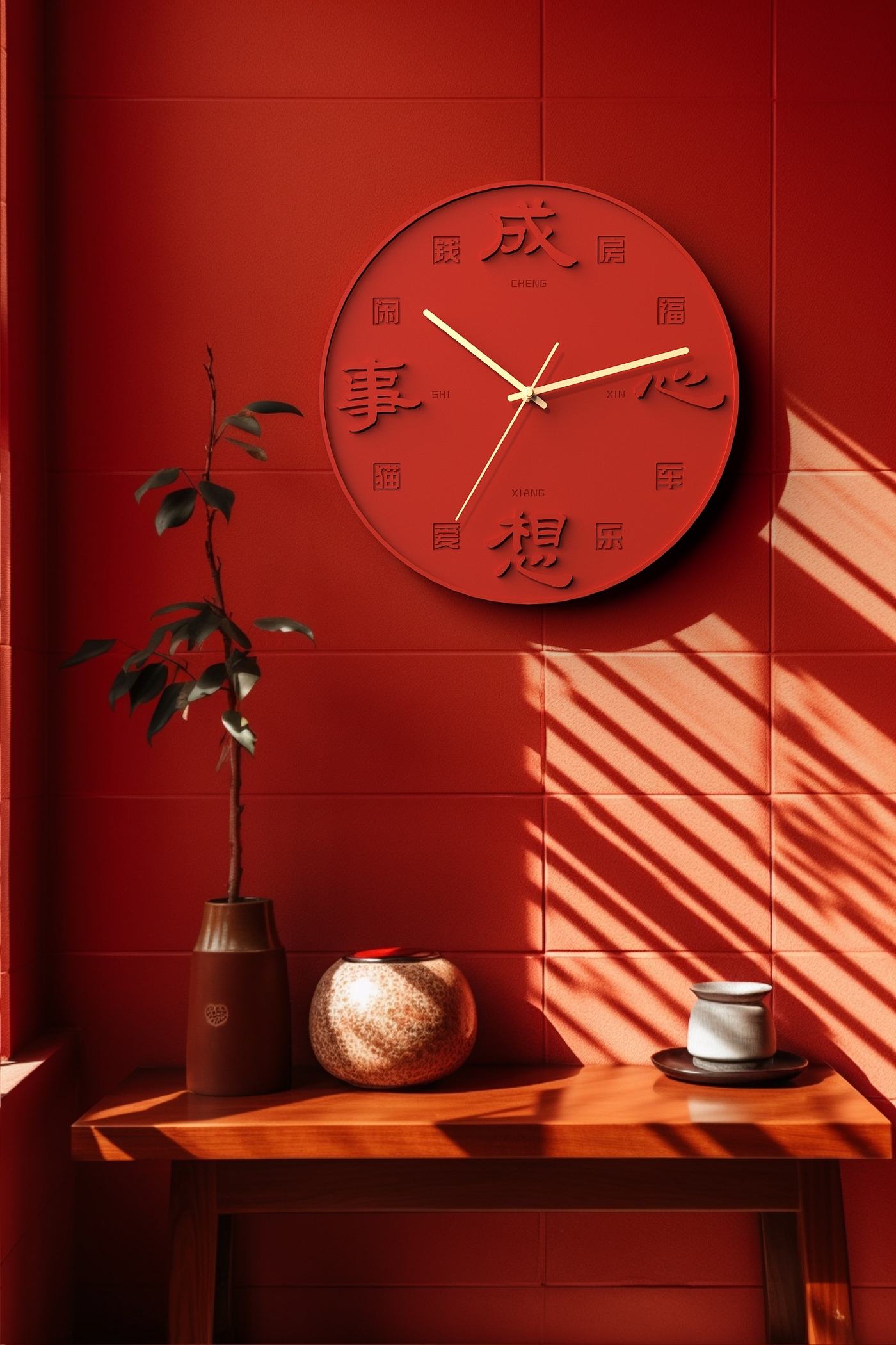 Wall clock，Cement wall clock，Chinese ornaments，