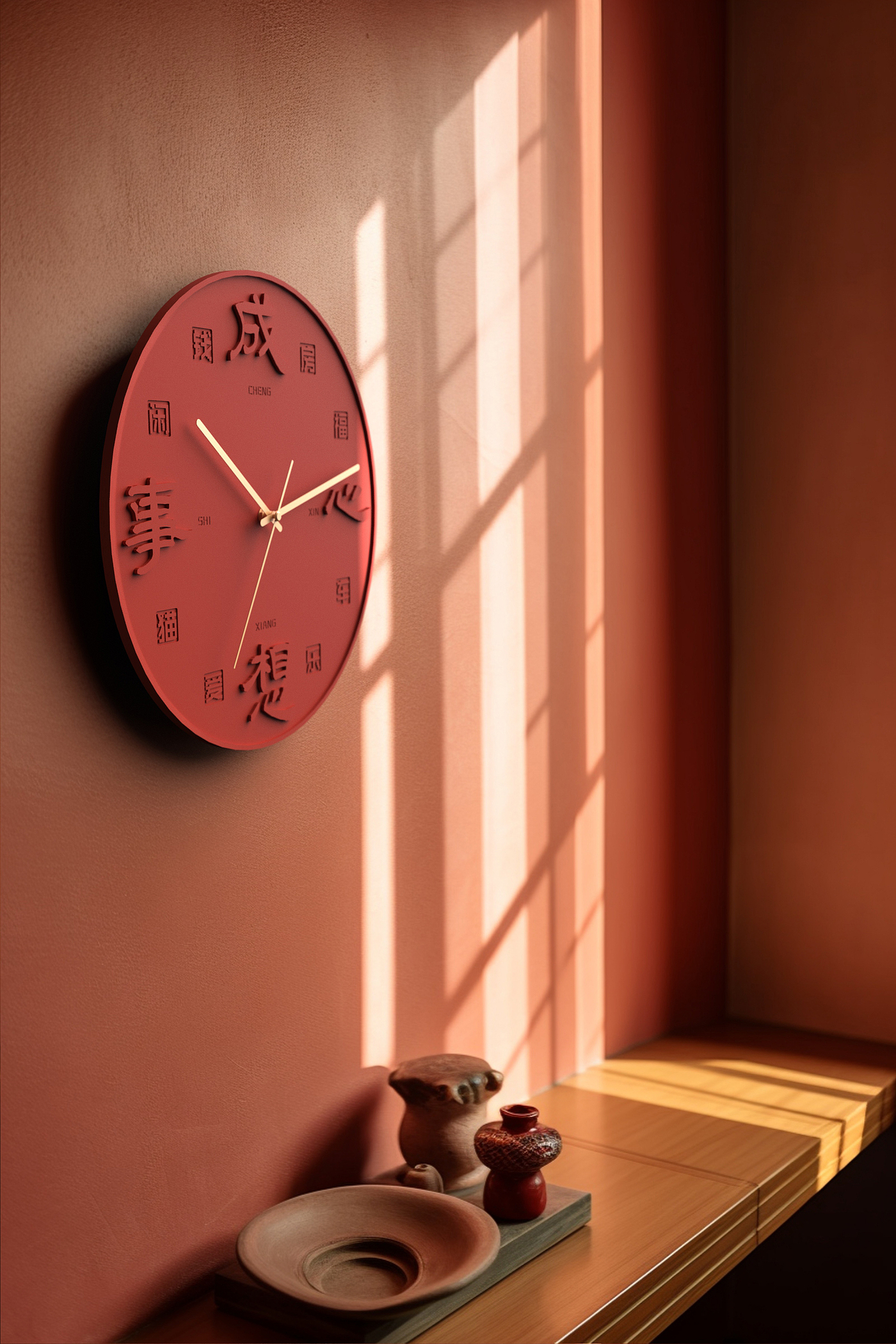 Wall clock，Cement wall clock，Chinese ornaments，