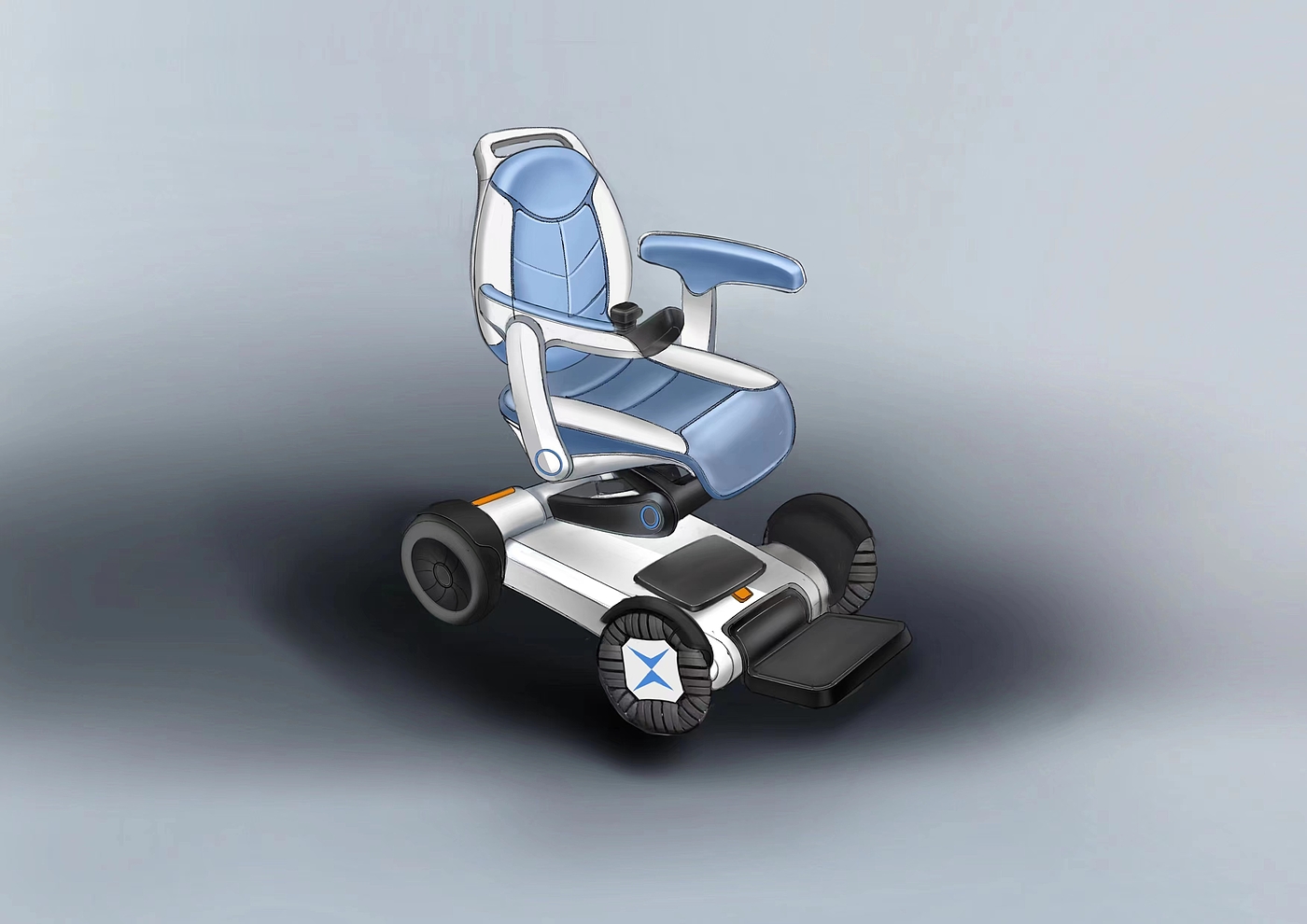 Hand drawn，Appearance design，industrial design，Modeling and rendering，Electric wheelchair，