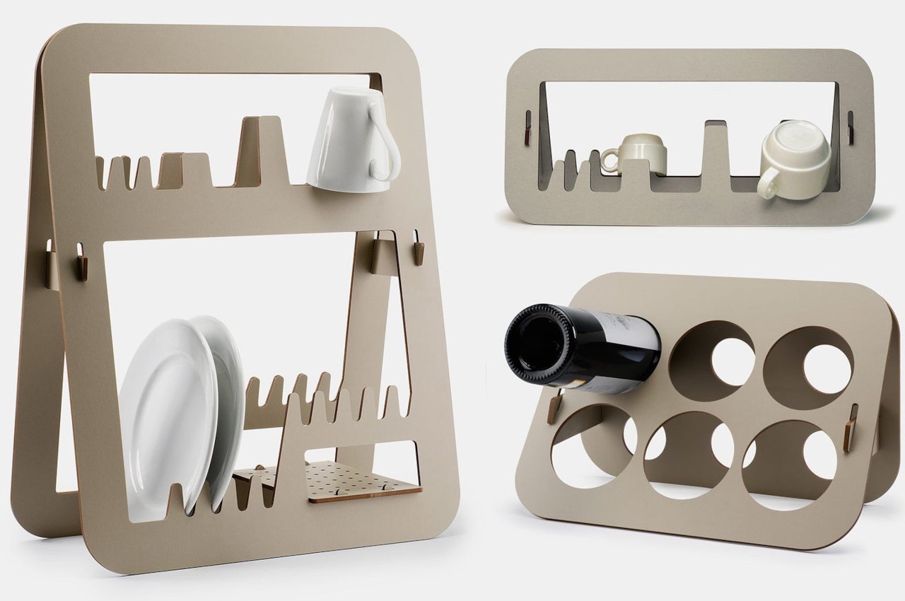 Dish rack，Flat packaging，wood，Flat packaging design，kitchenware，