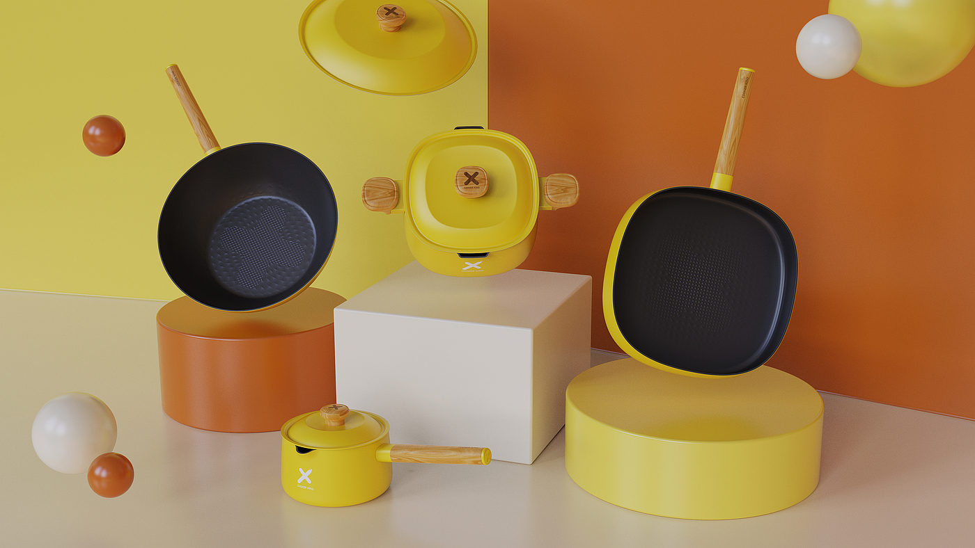 Cooking King，Set of tied pot，Small yellow duck series，cookware，Macaroon，