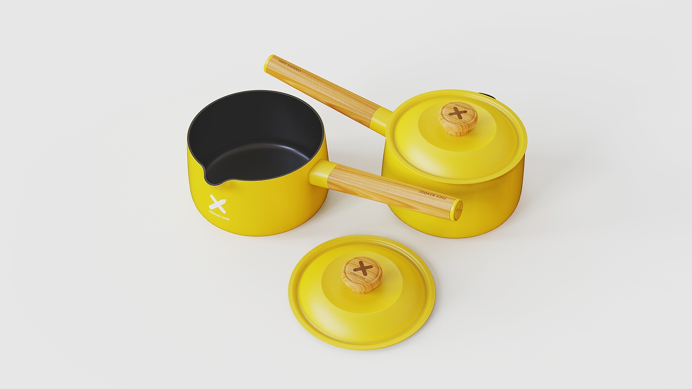 Cooking King，Set of tied pot，Small yellow duck series，cookware，Macaroon，