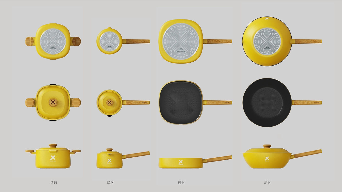 Cooking King，Set of tied pot，Small yellow duck series，cookware，Macaroon，