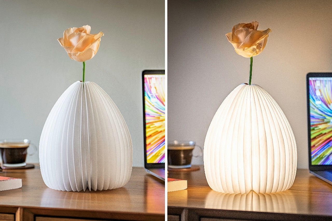 vase，accordion，Smart vase lamp，Lamp design，Origami Vase，