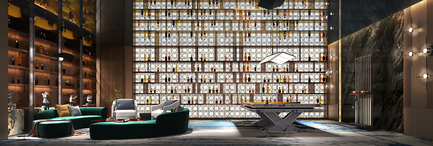 The overall use of materials: stone, metal, wood, green plants，