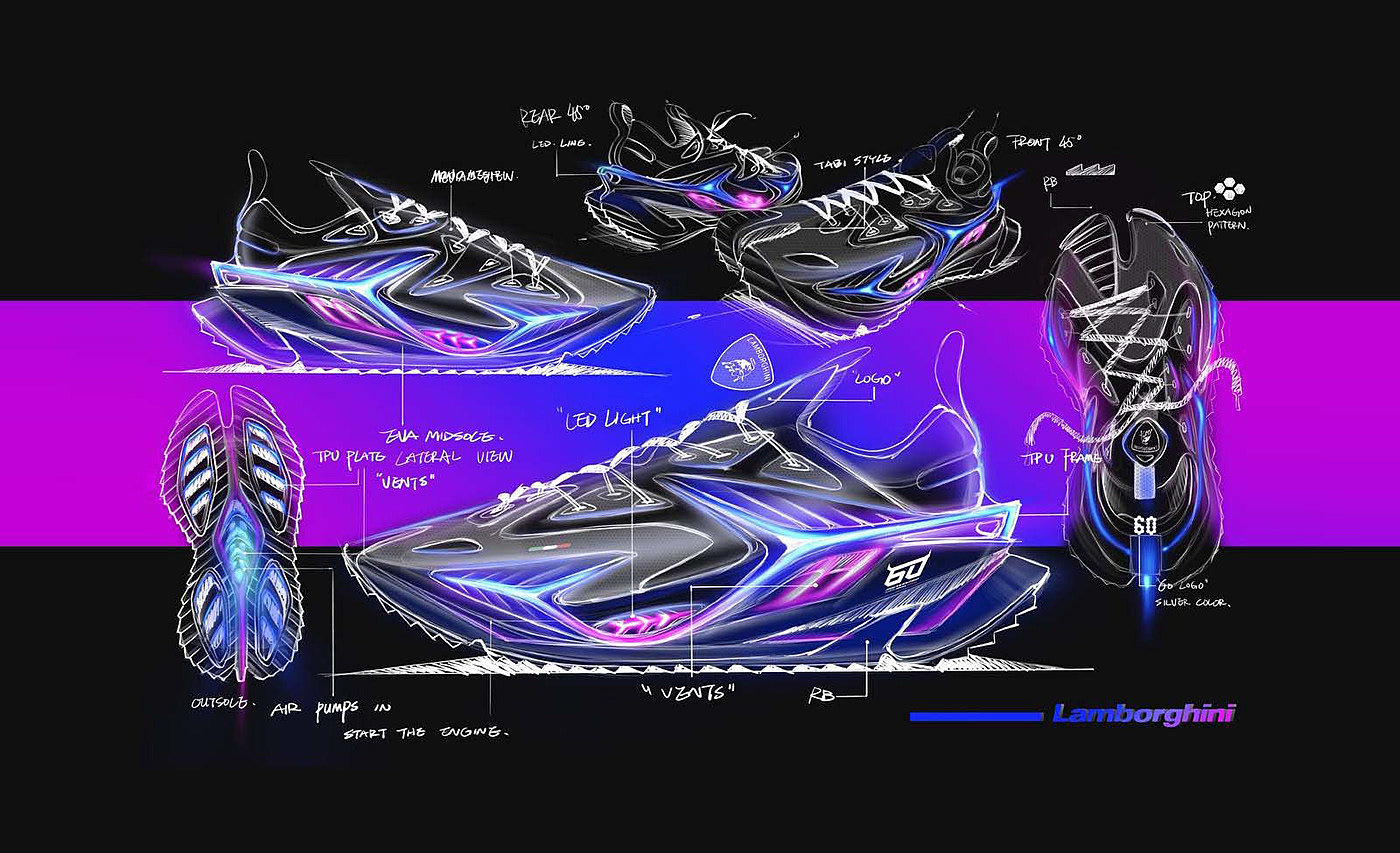 shoes，fashion，Sense of future，Lamborghini，