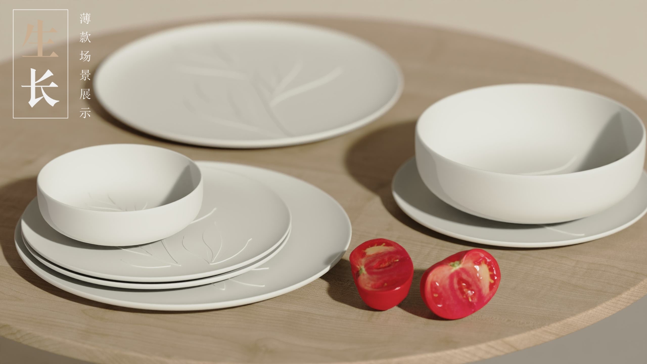 # Tableware，# plate，# Four-piece，# Kitchen utensils，# Growth，