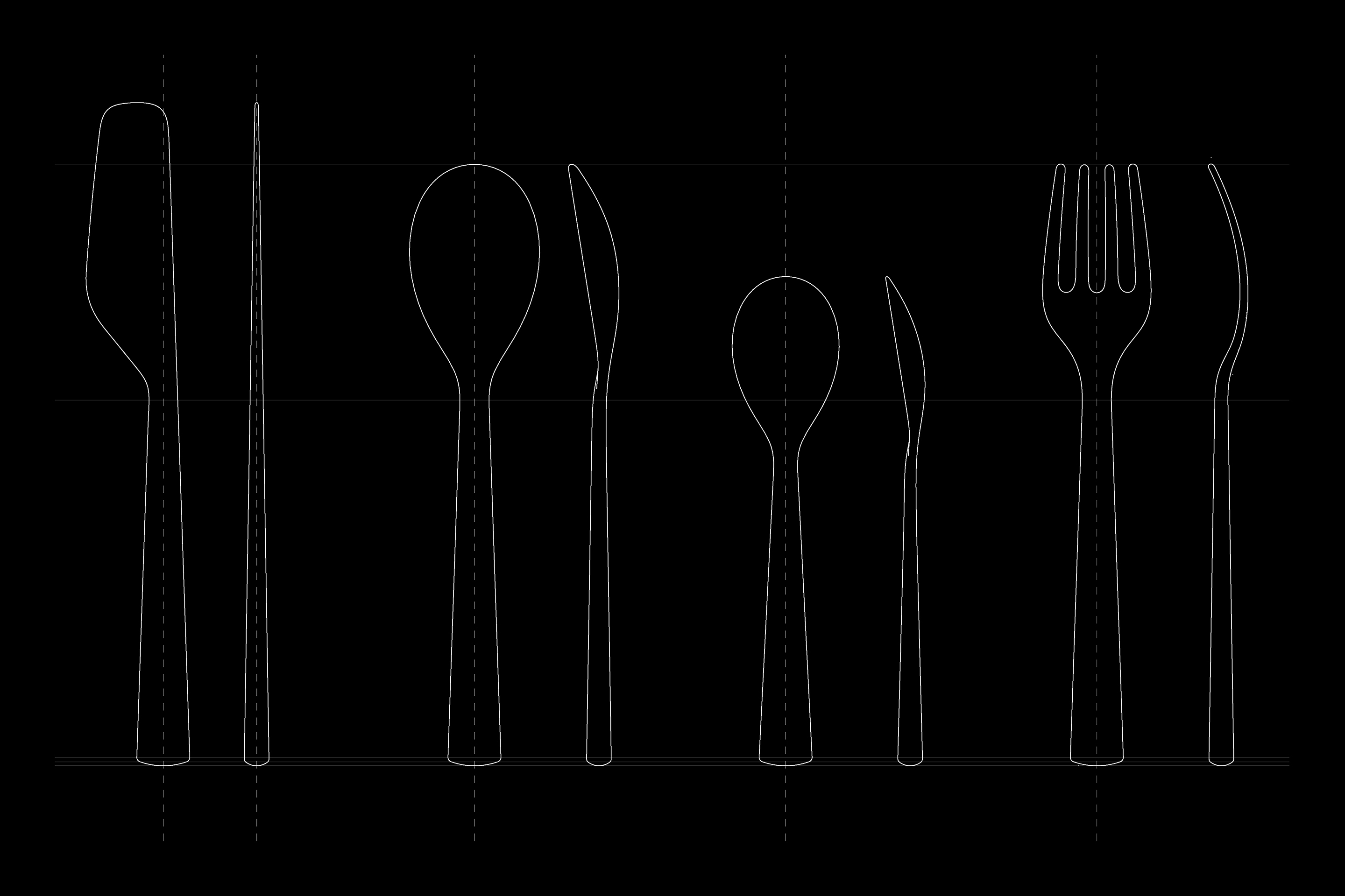 tableware，knife and fork，outline，food，