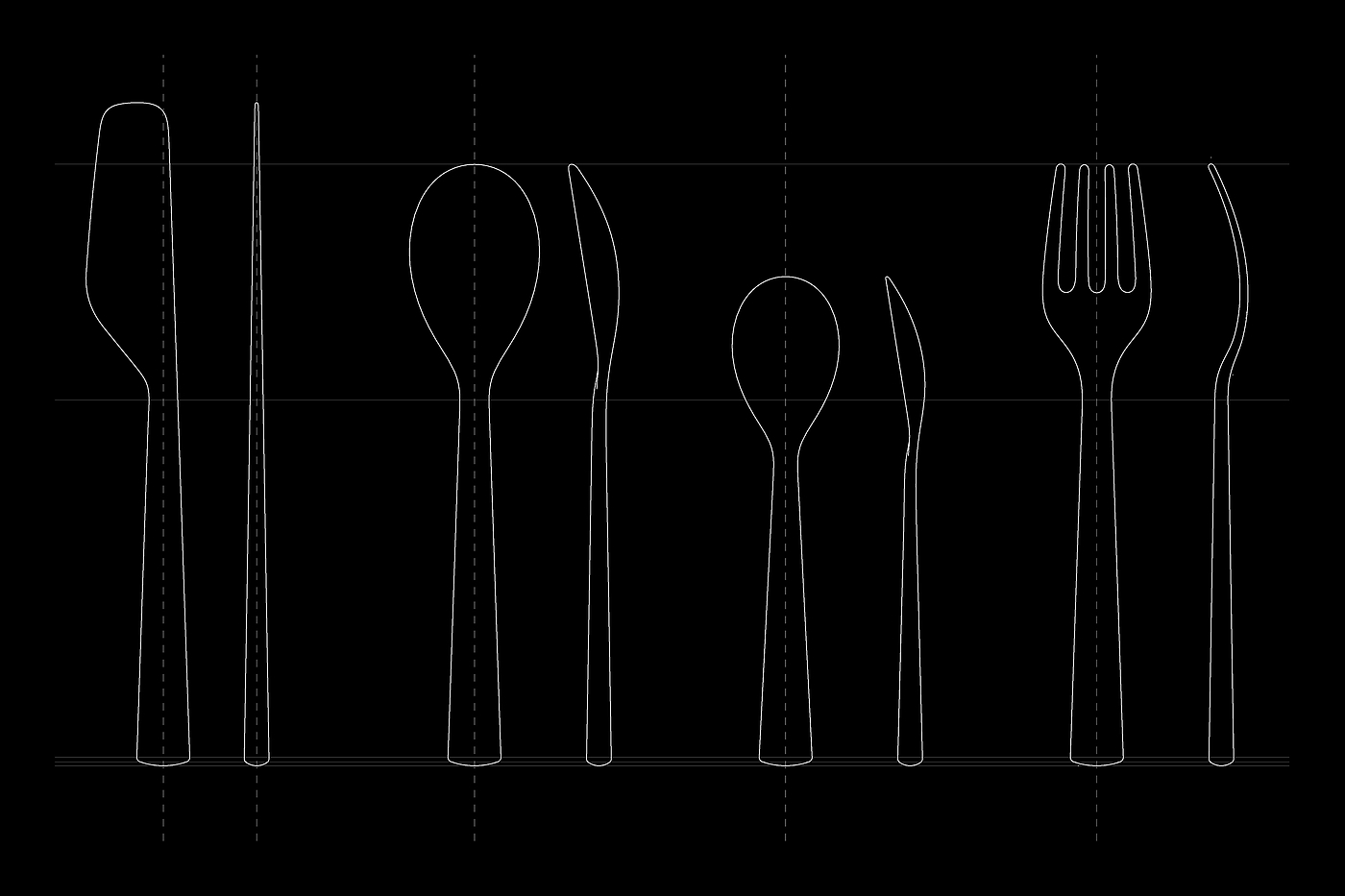tableware，knife and fork，outline，food，