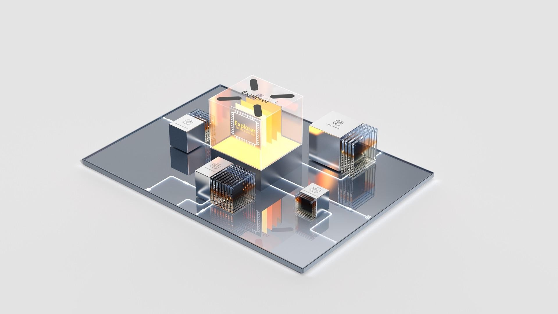 OPPO，Good simple geometry，XIVODESIGN，Exhibition design，Exhibition props，Display table design，