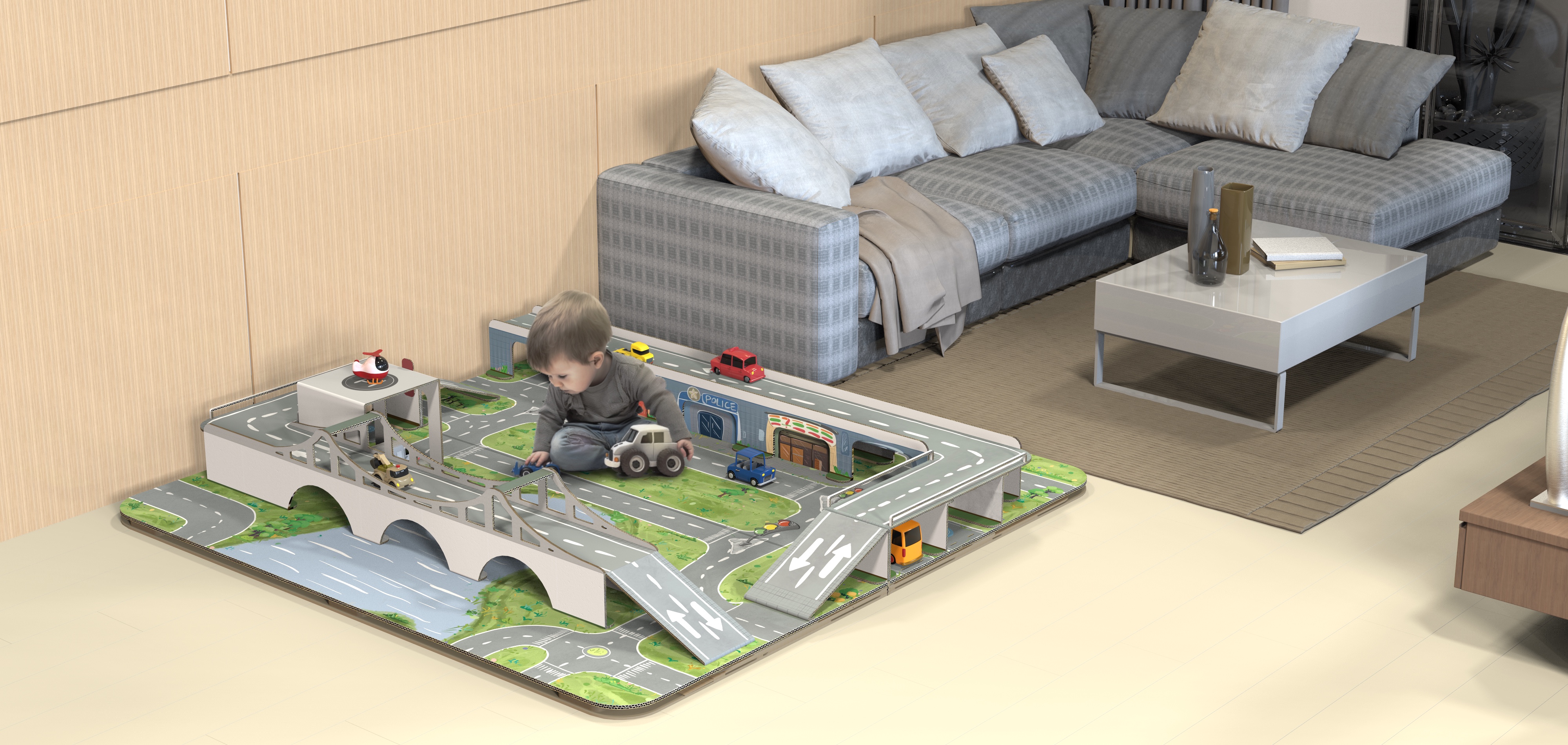 Toys，Toy Scene，fold，Corrugated paper，children，Children's home，Children's entertainment，Home entertainment，