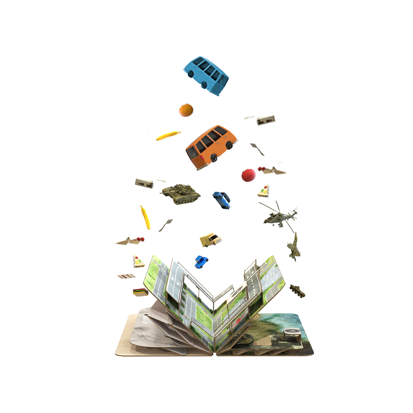 Toys，Toy Scene，fold，Corrugated paper，children，Children's home，Children's entertainment，Home entertainment，