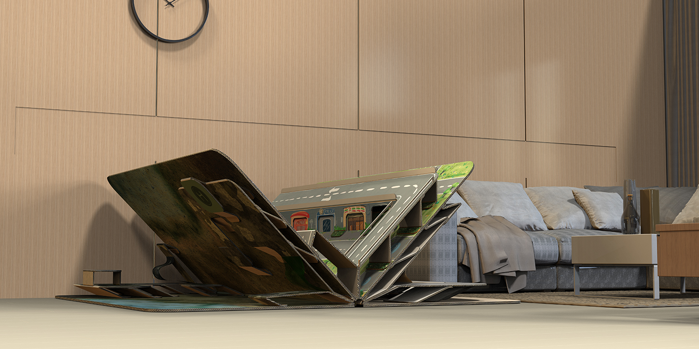 Toys，Toy Scene，fold，Corrugated paper，children，Children's home，Children's entertainment，Home entertainment，