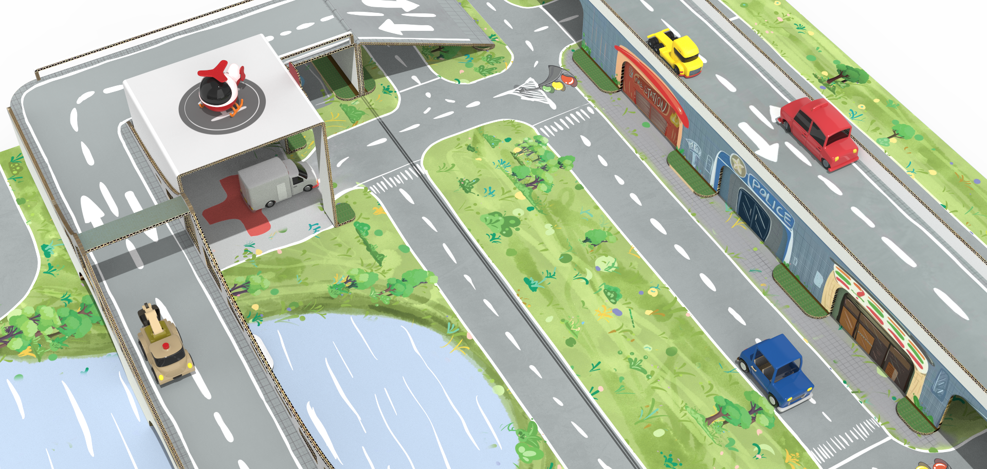 Toys，Toy Scene，fold，Corrugated paper，children，Children's home，Children's entertainment，Home entertainment，