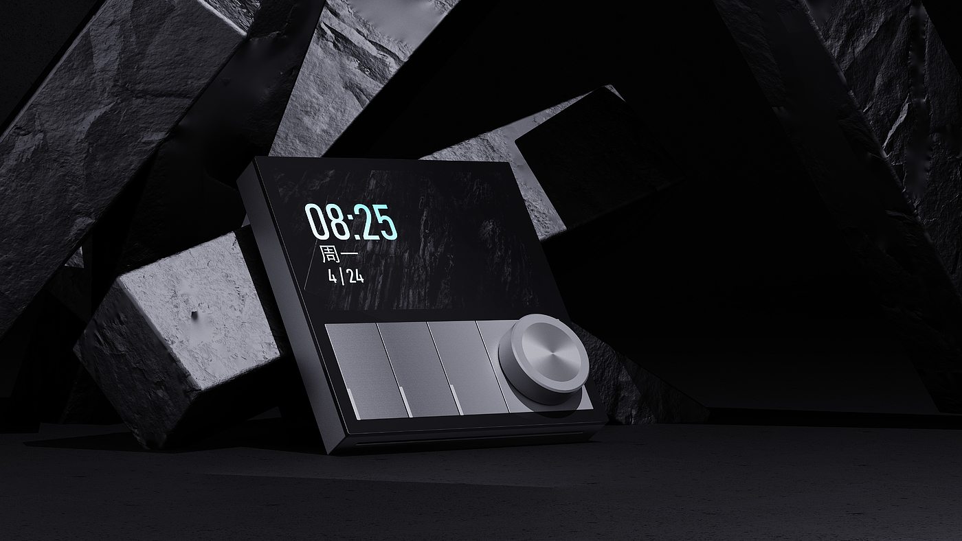 Switch design，product design，industrial design，Smart home，IOT，Internet of things，Knob switch，Product rendering，