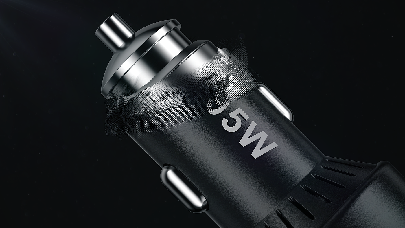 Car charger，Product real shot，CG video，Product animation，dynamic design ，