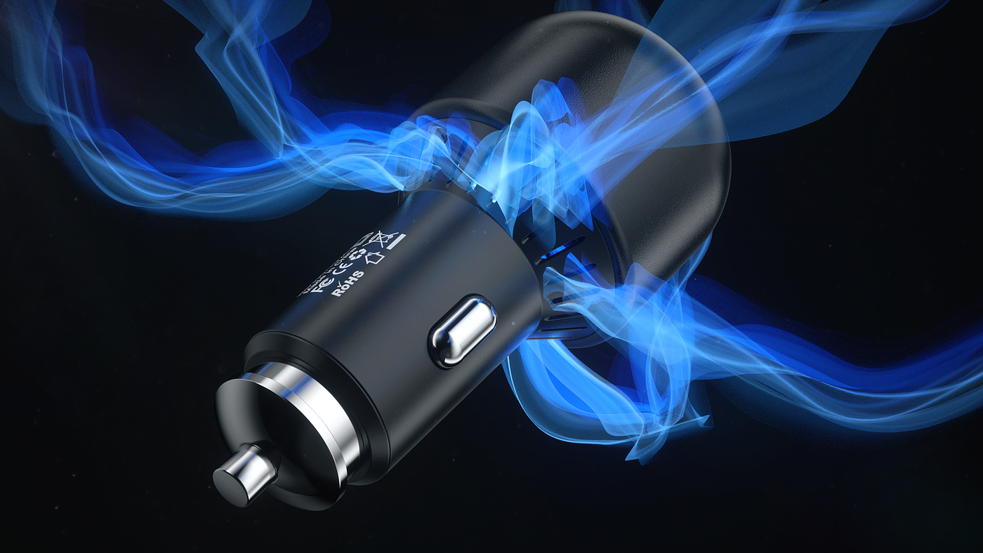 Car charger，Product real shot，CG video，Product animation，dynamic design ，