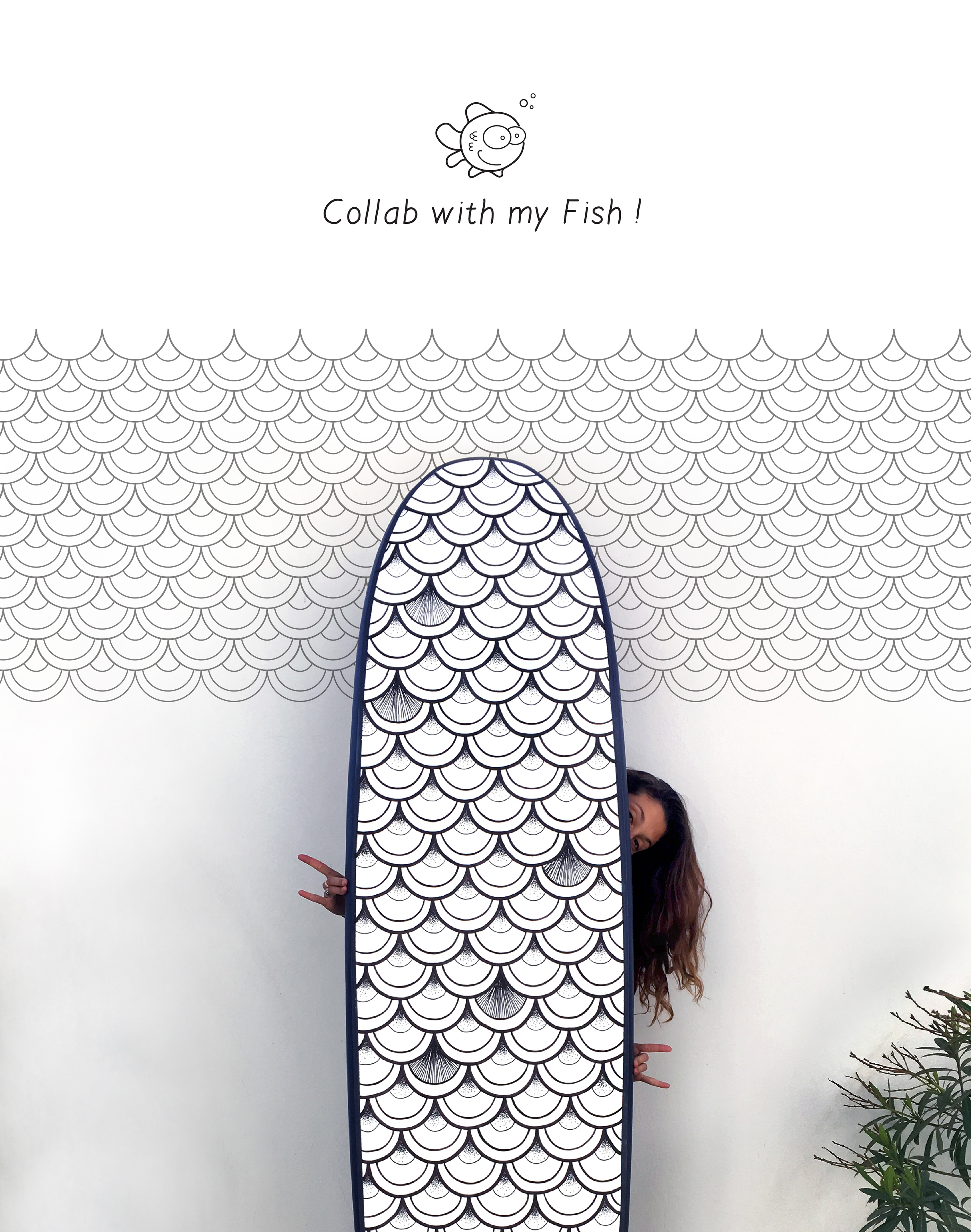 Collab，Surf board，product design，white，