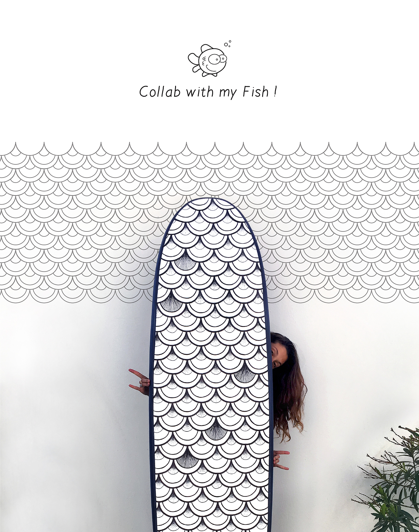 Collab，Surf board，product design，white，