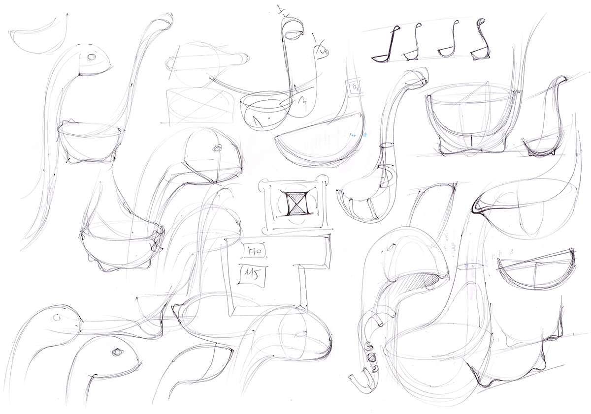 There's more than a water monster spoon，Spoon, egg white separation, hand drawn manuscript, ruler，