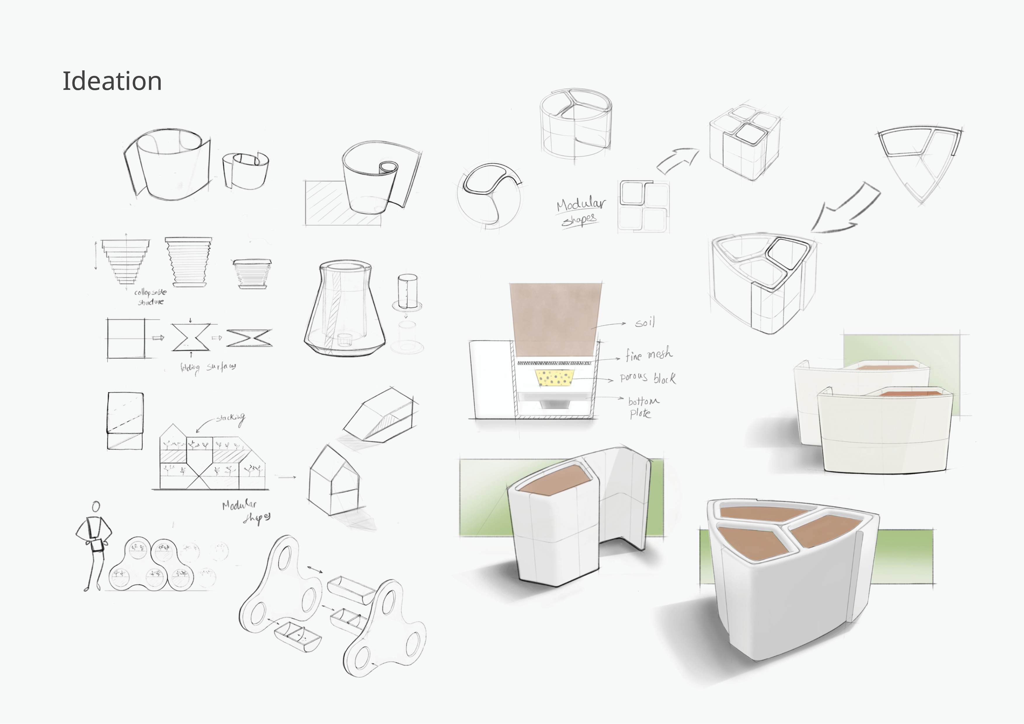 Flowerpot，decorate，modularization，white，Green plant，