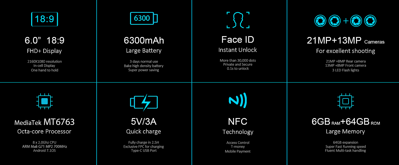 手机，大电池手机，全面屏手机，炫光手机后盖，手机详情页，电商手机设计，脸部识别，