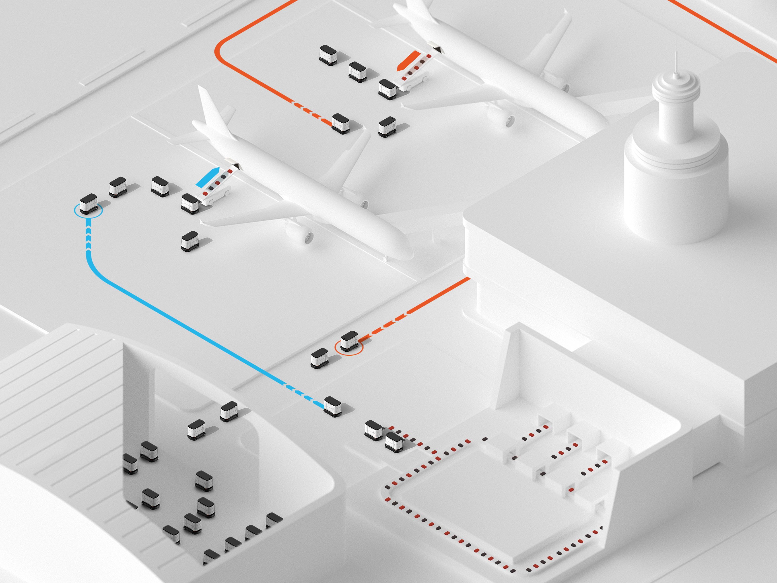 Professional concept，Product concept，Self-driving airport cargo electric car，