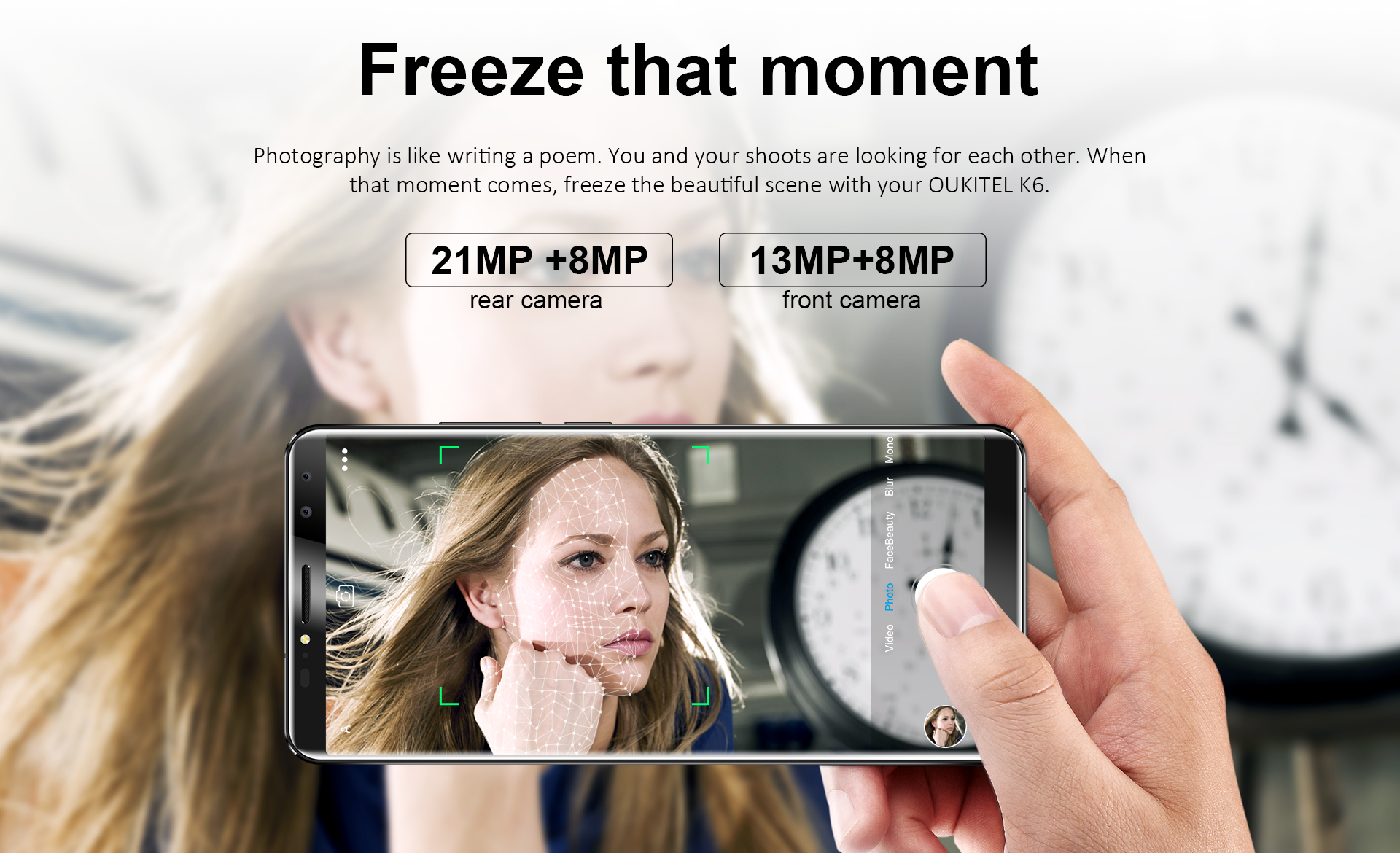 mobile phone，Large battery mobile phone，Full screen mobile phone，Glare phone back cover，Mobile phone details page，E-commerce mobile phone design，face detection ，