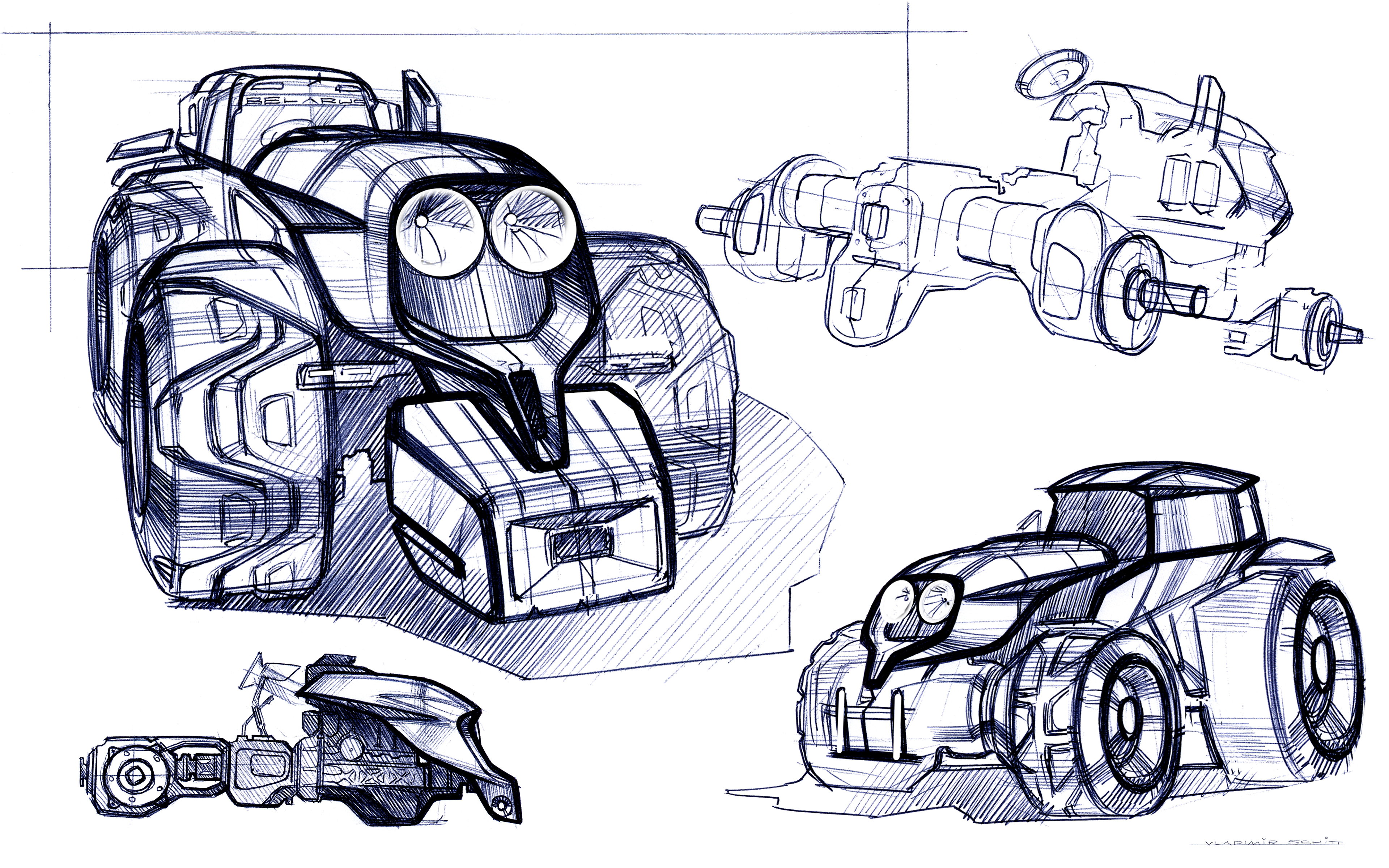 Tractor，Hand drawn，monochrome，sketch，vehicle，