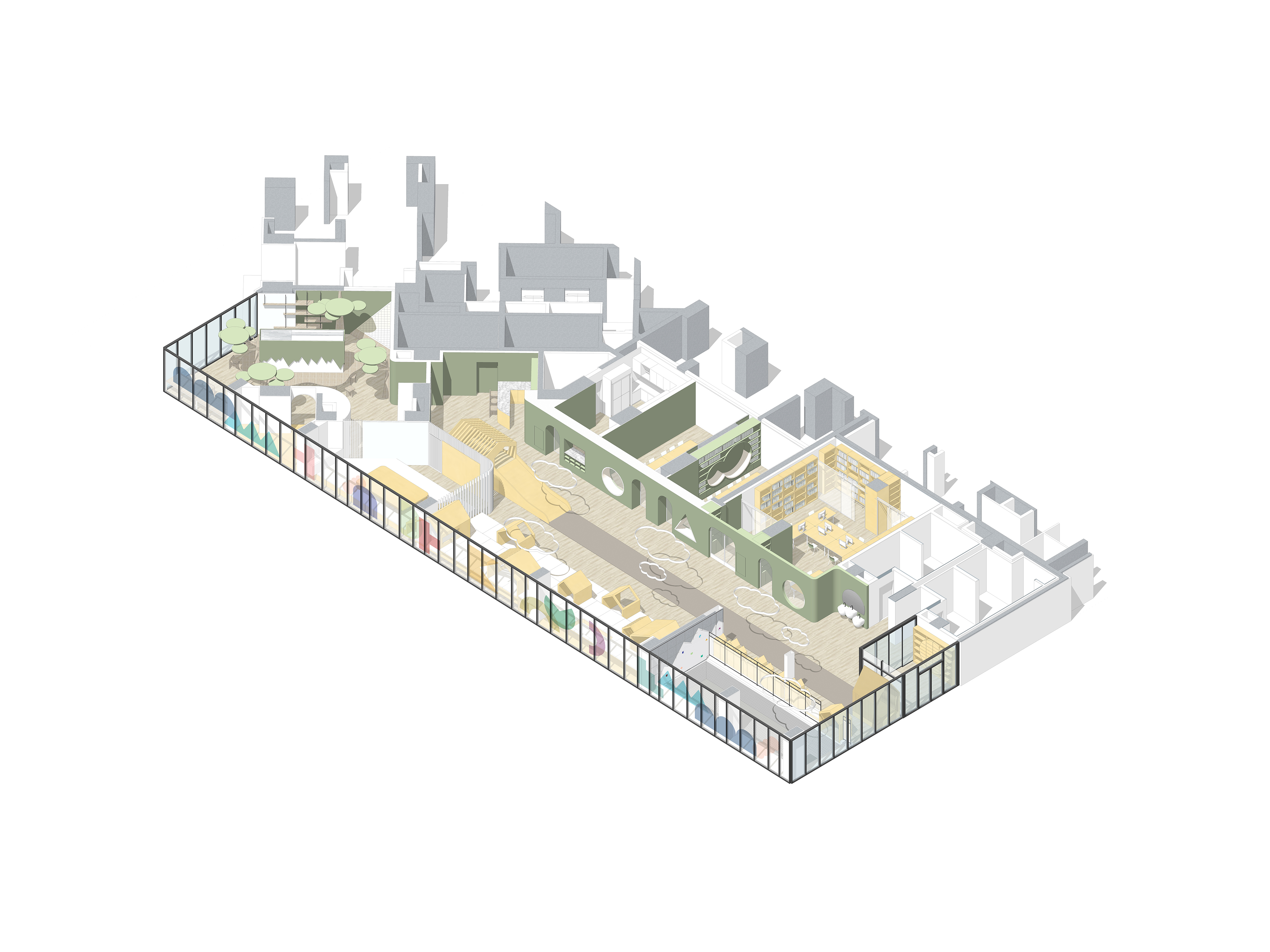 Interior design，public space ，Day care center for primary school students，