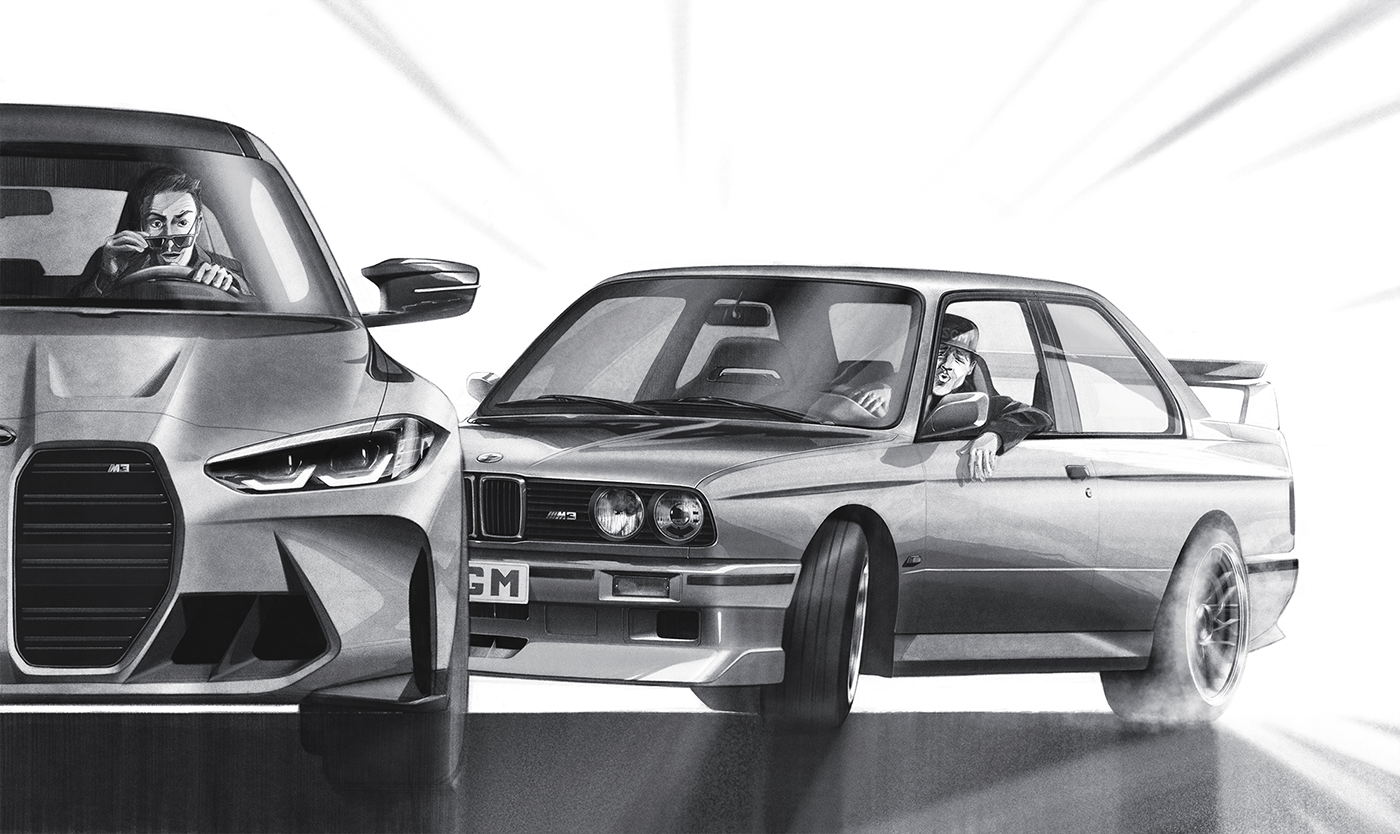 automobile，vehicle，Hand drawn，M3，