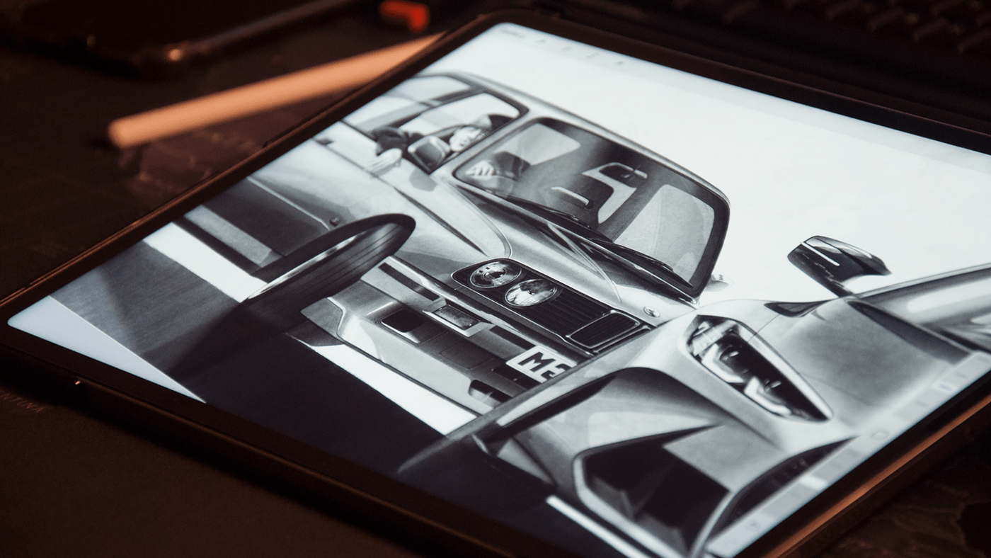 automobile，vehicle，Hand drawn，M3，