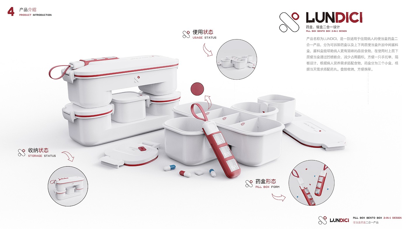 product design，Bento，Lunch box，Medicine box，hospital，patient，business，structure，