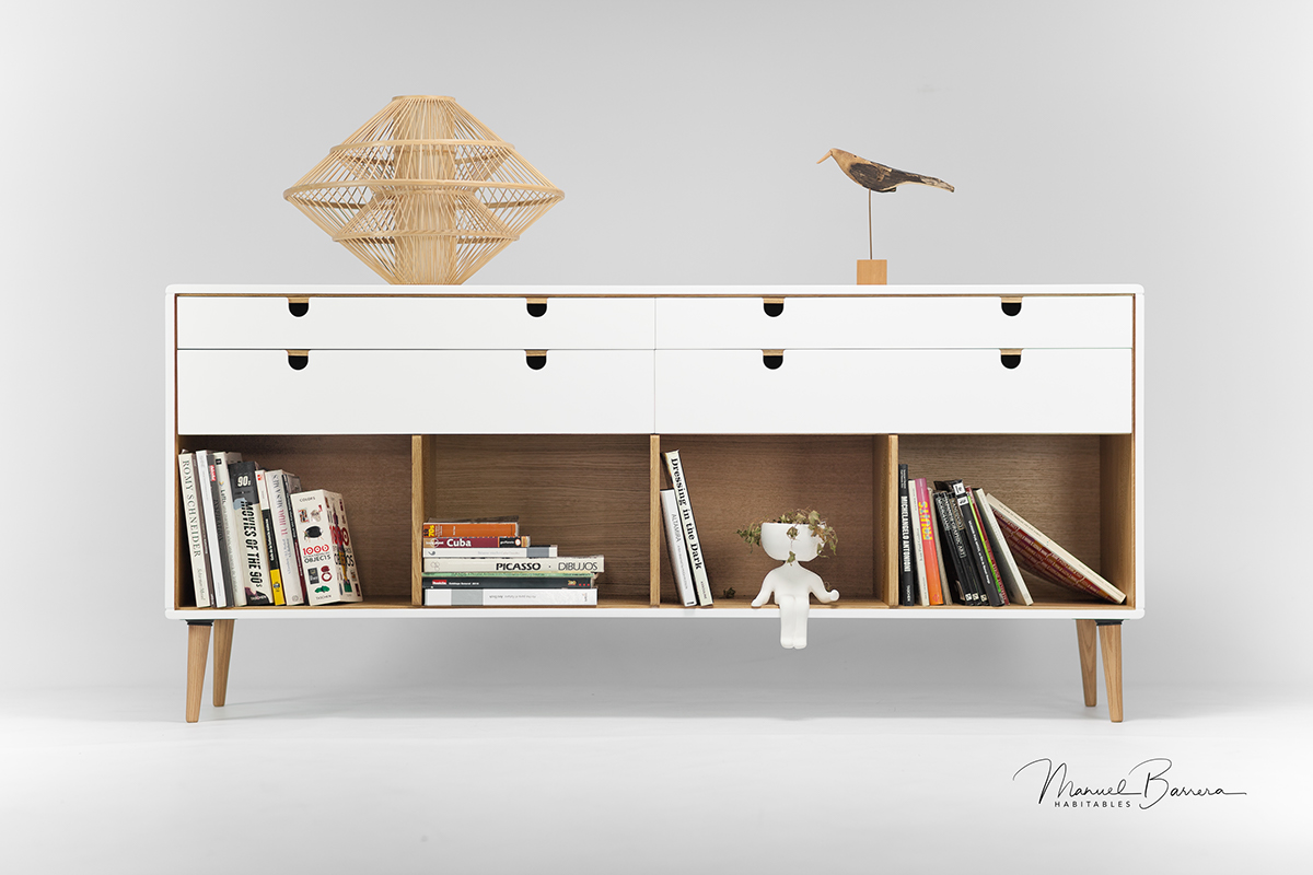 Oak Leah，White paint，Solid oak board，cupboard，