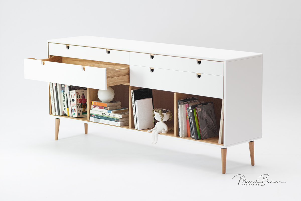 Oak Leah，White paint，Solid oak board，cupboard，