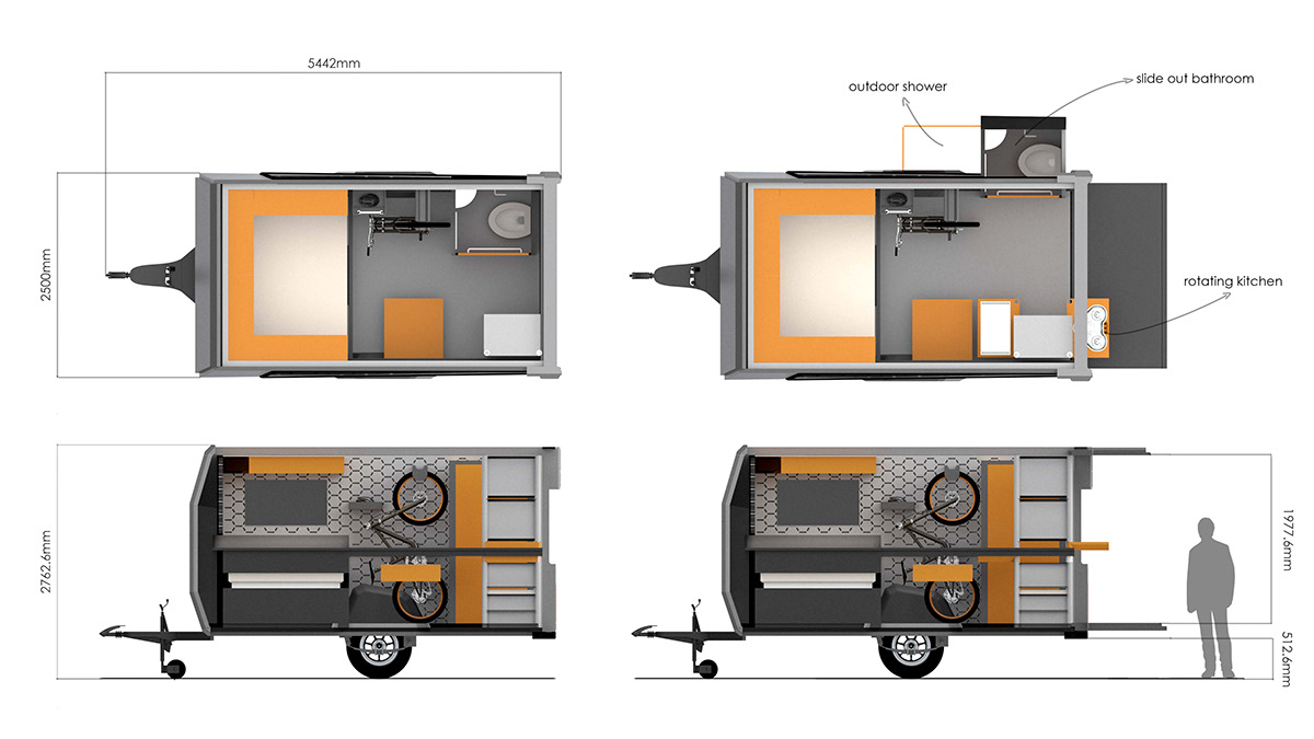 Touring car，Interior design，kitchen，bedroom，Shower Room，