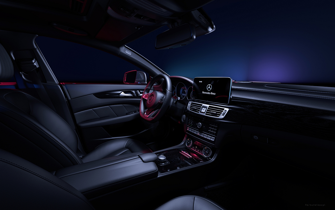 Benz，Interior，Render，cgi，texture of material，