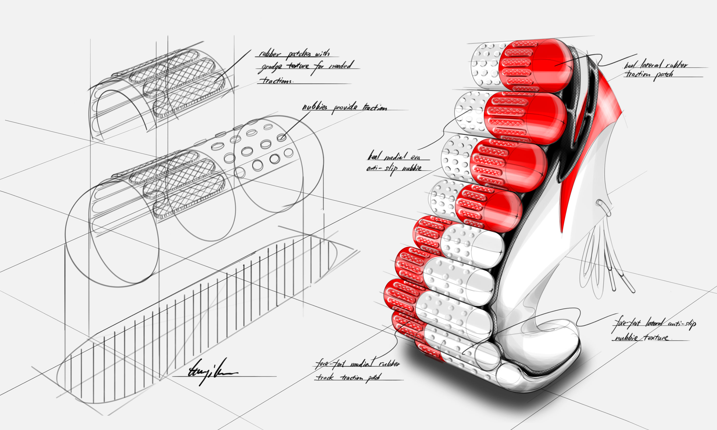 Row，sneakers，sketch，Capsule air cushion，