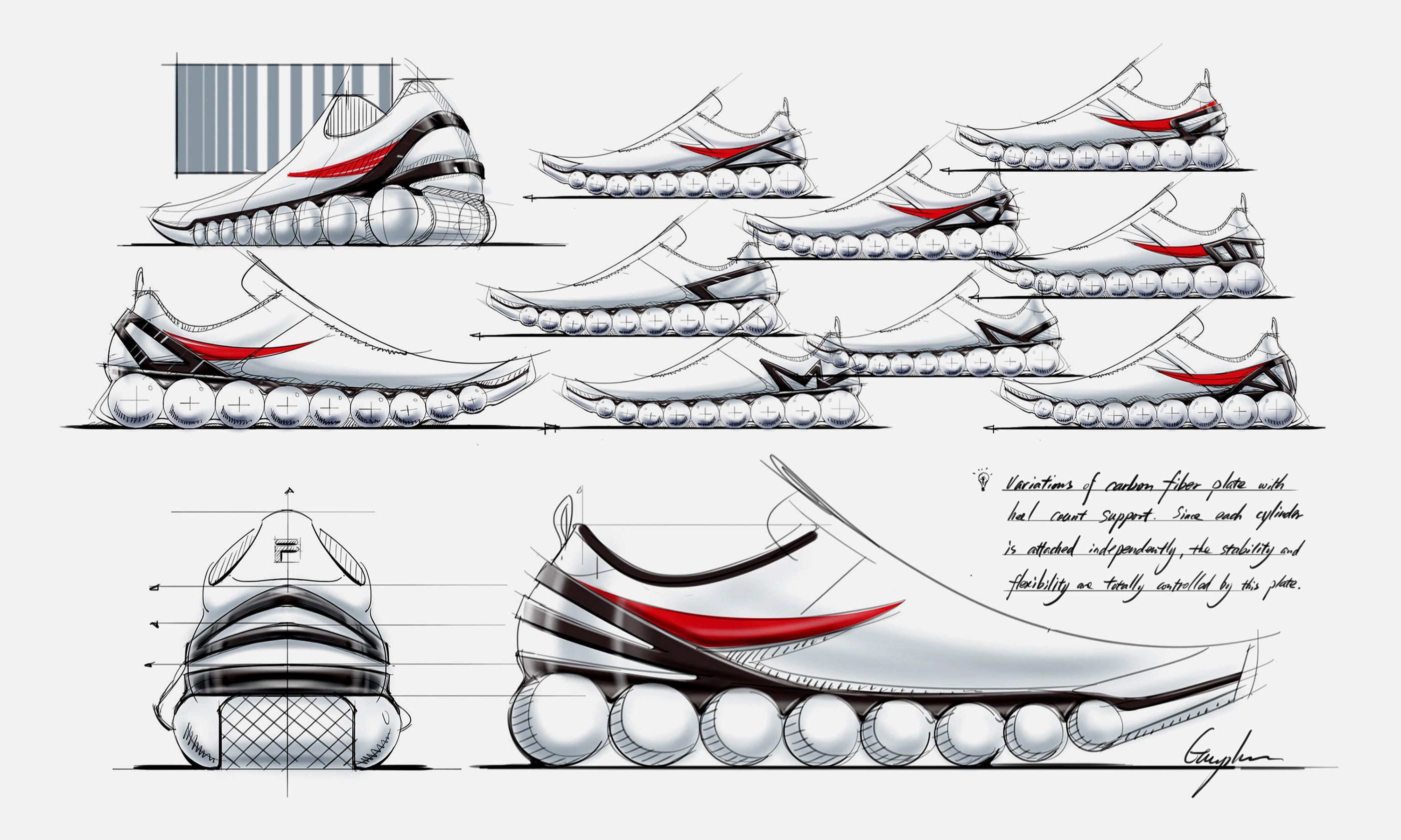 Row，sneakers，sketch，Capsule air cushion，