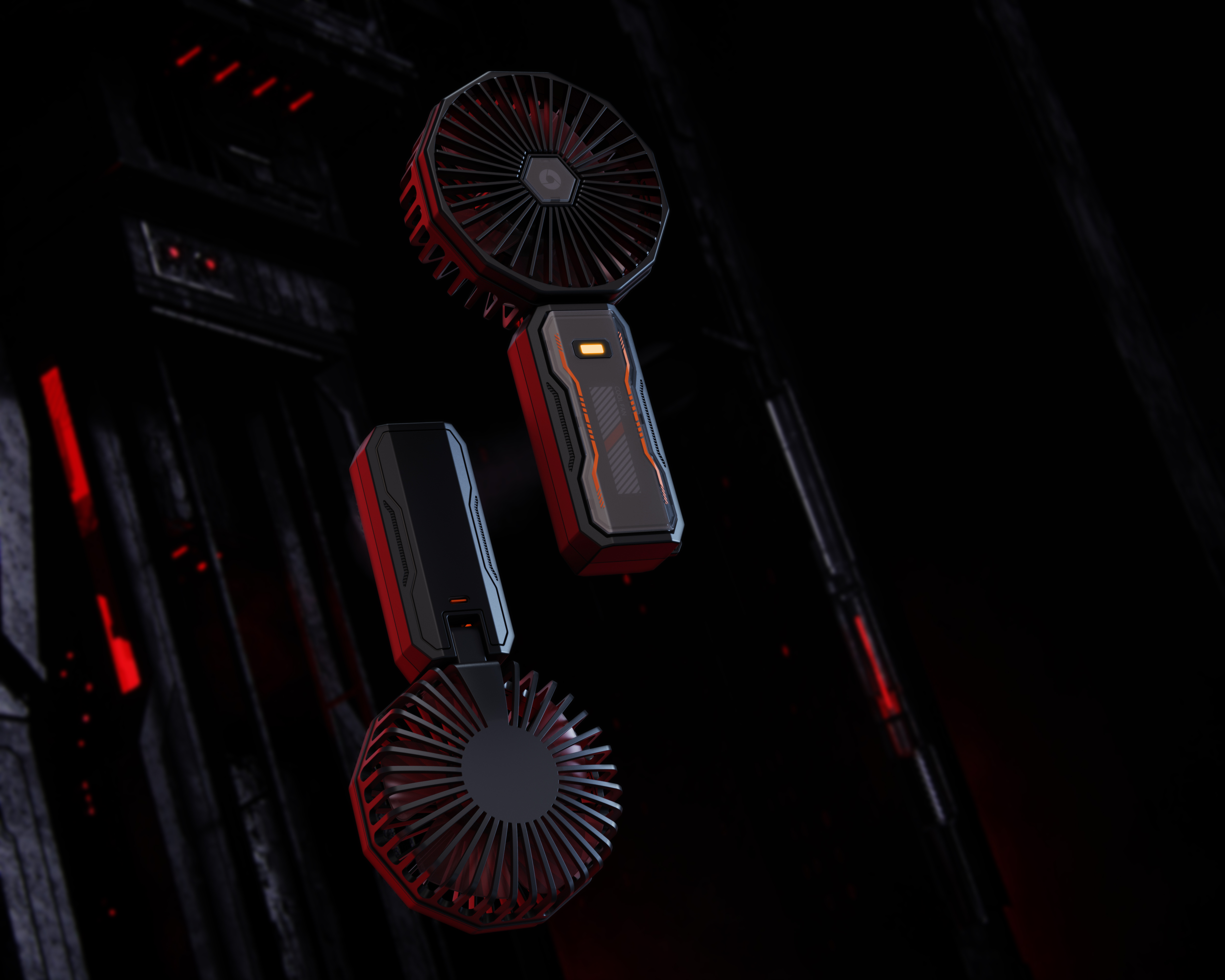 Handheld fan，Small fan，Cyberpunk，Cool，