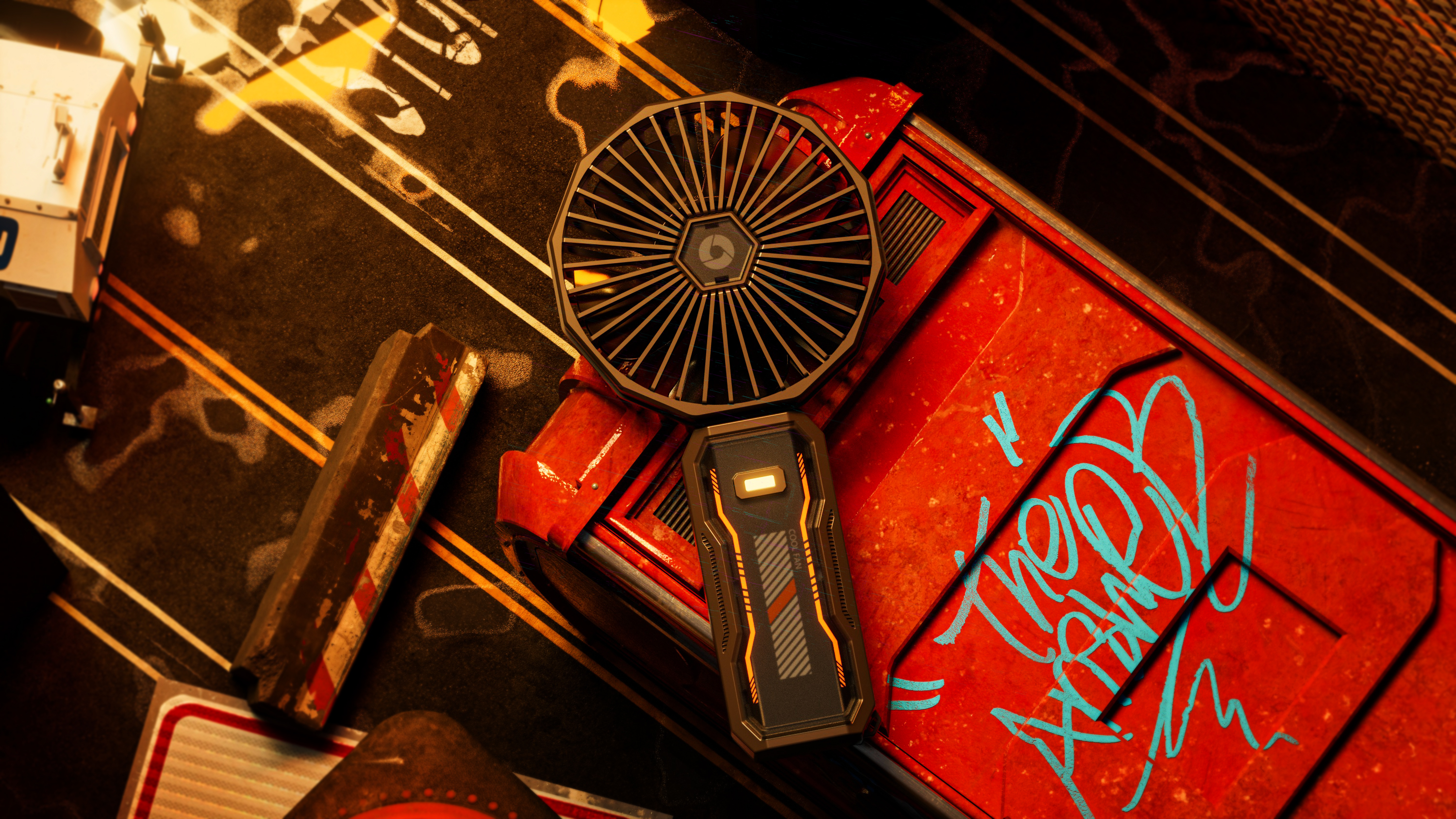 Handheld fan，Small fan，Cyberpunk，Cool，