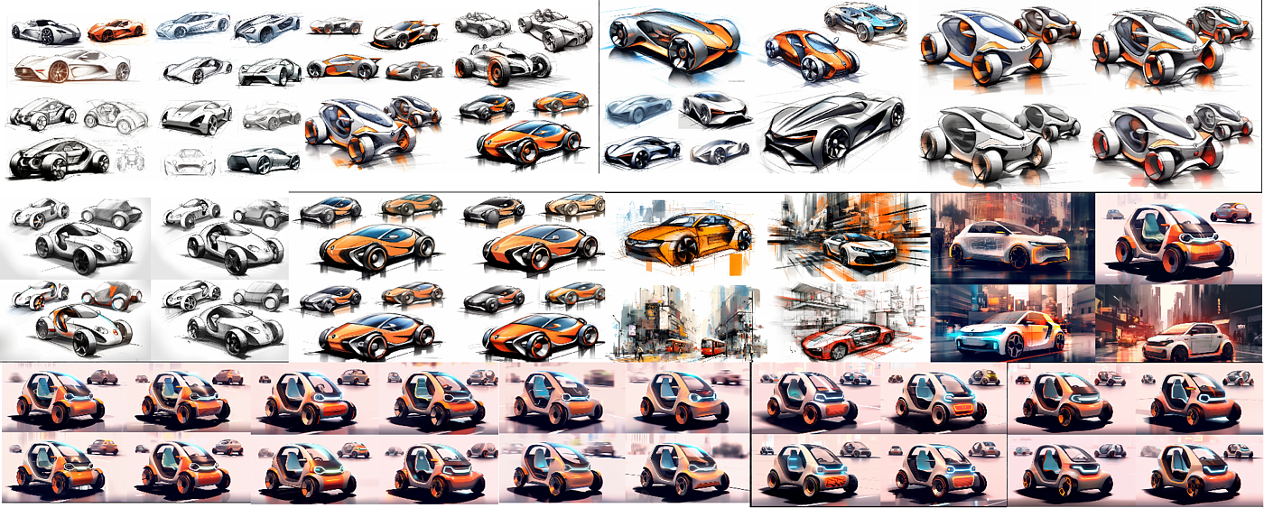 汽车设计，设计过程，AI生成，设计案例，