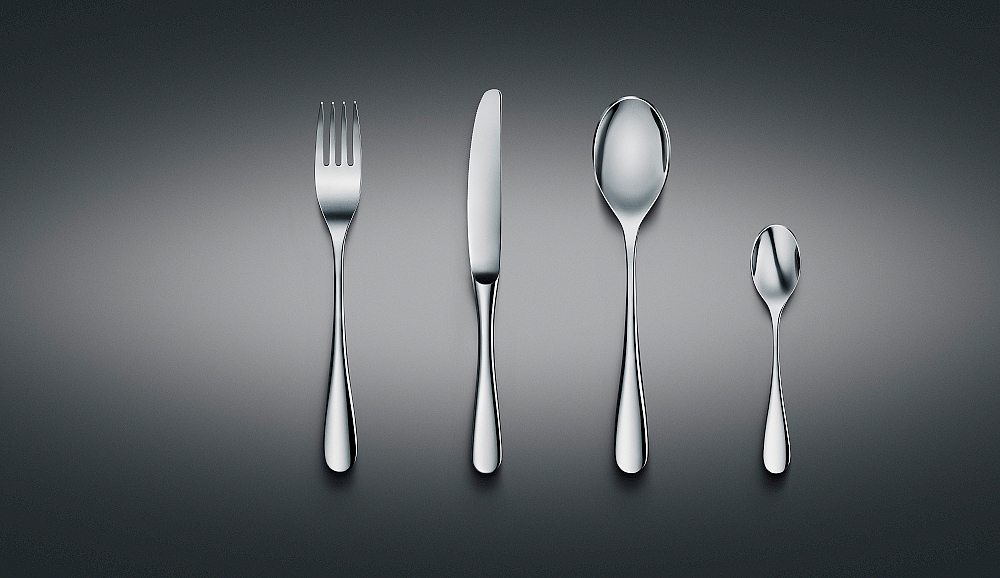 Retouching，knife and fork，silver，tableware，