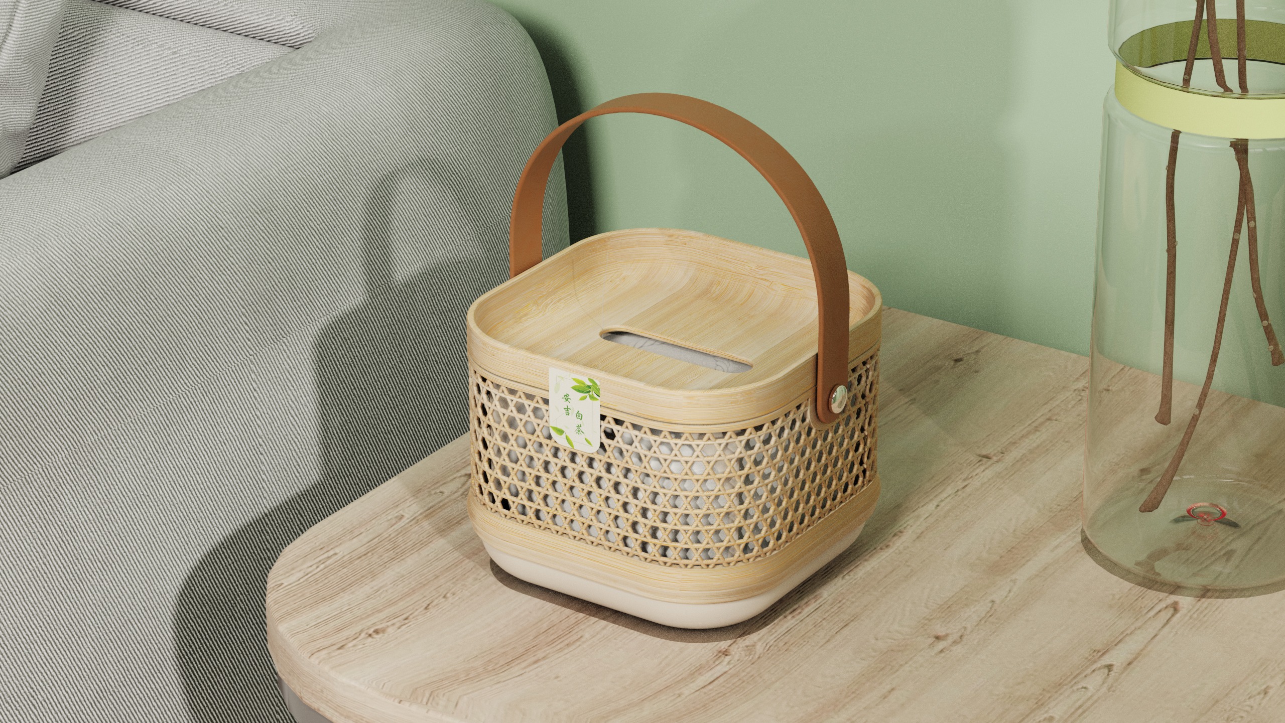 Tea packaging，bamboo weaving，Receive，lamp，